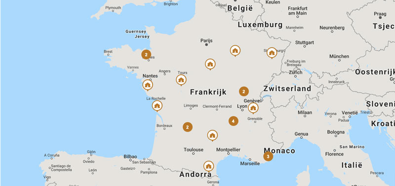 Villatent-Frankrijk-kaart